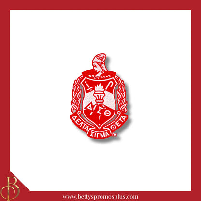 Delta Sigma Theta ΔΣΘ Shield Iron-on Embroidered Patch-Red-Medium - 5"-Delta Sigma Theta Paraphernalia-Delta Sigma Theta Patch-Betty's Promos Plus