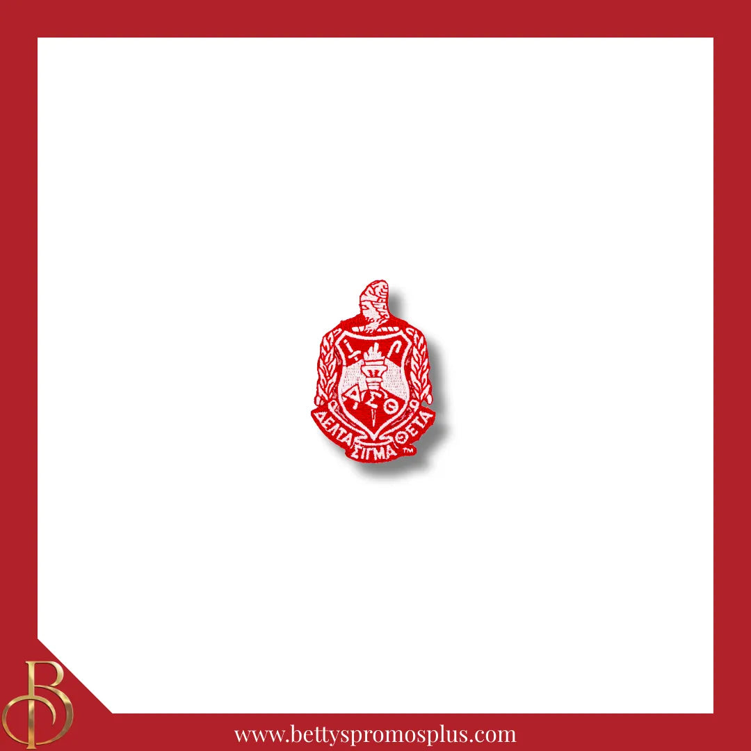 Delta Sigma Theta ΔΣΘ Shield Iron-on Embroidered Patch-Red-Small - 3"-Delta Sigma Theta Paraphernalia-Delta Sigma Theta Patch-Betty's Promos Plus