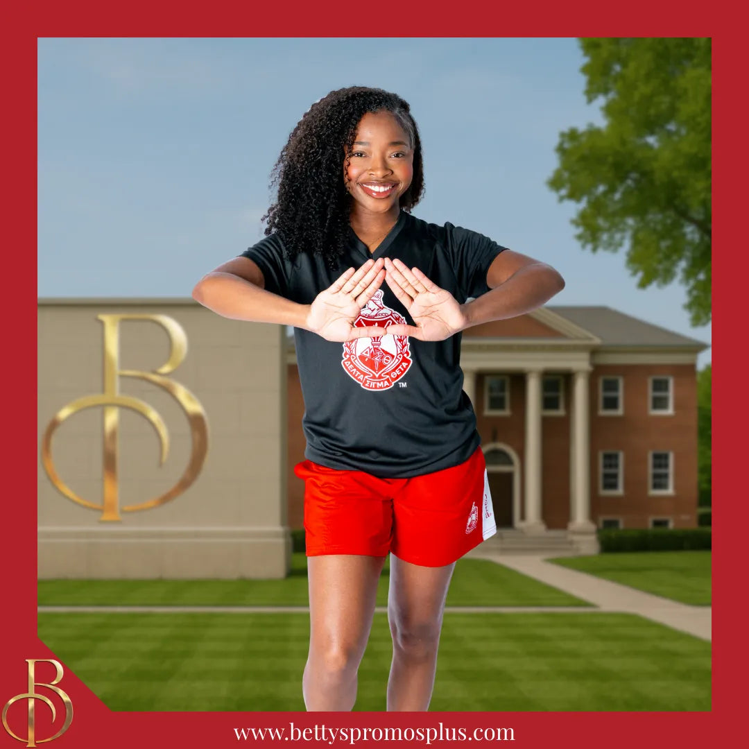 Delta Sigma Theta ΔΣΘ Shield Performance Moisture Wicking Screen Printed Workout T-Shirt-Delta Sigma Theta Paraphernalia-Delta Sigma Theta T-Shirts-Betty's Promos Plus