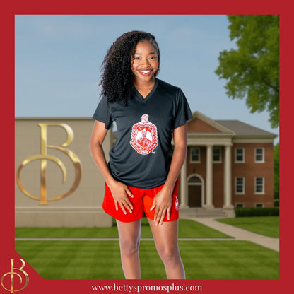 Delta Sigma Theta ΔΣΘ Shield Performance Moisture Wicking Screen Printed Workout T-Shirt-Delta Sigma Theta Paraphernalia-Delta Sigma Theta T-Shirts-Betty's Promos Plus