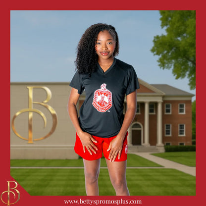 Delta Sigma Theta ΔΣΘ Shield Performance Moisture Wicking Screen Printed Workout T-Shirt-Delta Sigma Theta Paraphernalia-Delta Sigma Theta T-Shirts-Betty's Promos Plus