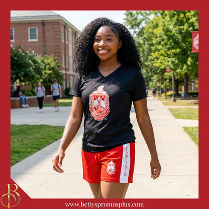 Delta Sigma Theta ΔΣΘ Shield Performance Moisture Wicking Screen Printed Workout T-Shirt-Delta Sigma Theta Paraphernalia-Delta Sigma Theta T-Shirts-Betty's Promos Plus