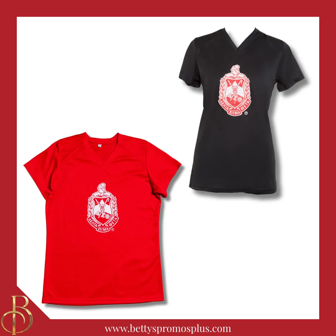 Delta Sigma Theta ΔΣΘ Shield Performance Moisture Wicking Screen Printed Workout T-Shirt-Delta Sigma Theta Paraphernalia-Delta Sigma Theta T-Shirts-Betty's Promos Plus