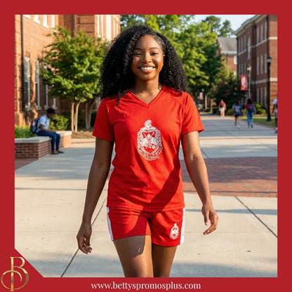 Delta Sigma Theta ΔΣΘ Shield Performance Moisture Wicking Screen Printed Workout T-Shirt-Delta Sigma Theta Paraphernalia-Delta Sigma Theta T-Shirts-Betty's Promos Plus