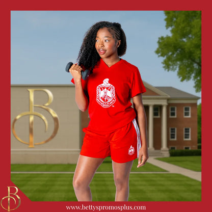 Delta Sigma Theta ΔΣΘ Shield Performance Moisture Wicking Screen Printed Workout T-Shirt-Delta Sigma Theta Paraphernalia-Delta Sigma Theta T-Shirts-Betty's Promos Plus