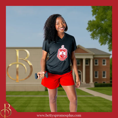 Delta Sigma Theta ΔΣΘ Shield Performance Moisture Wicking Screen Printed Workout T-Shirt-Delta Sigma Theta Paraphernalia-Delta Sigma Theta T-Shirts-Betty's Promos Plus