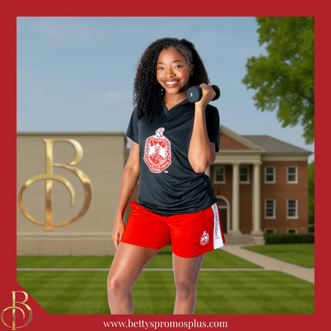 Delta Sigma Theta ΔΣΘ Shield Performance Moisture Wicking Screen Printed Workout T-Shirt-Delta Sigma Theta Paraphernalia-Delta Sigma Theta T-Shirts-Betty's Promos Plus