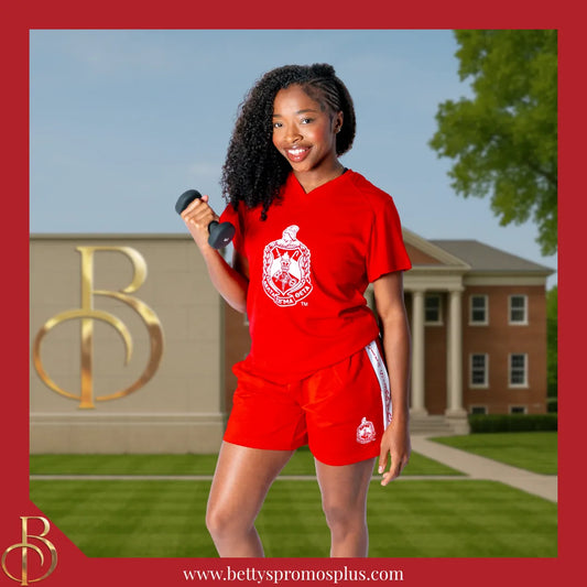 Delta Sigma Theta ΔΣΘ Shield Performance Moisture Wicking Screen Printed Workout T-Shirt-Delta Sigma Theta Paraphernalia-Delta Sigma Theta T-Shirts-Betty's Promos Plus
