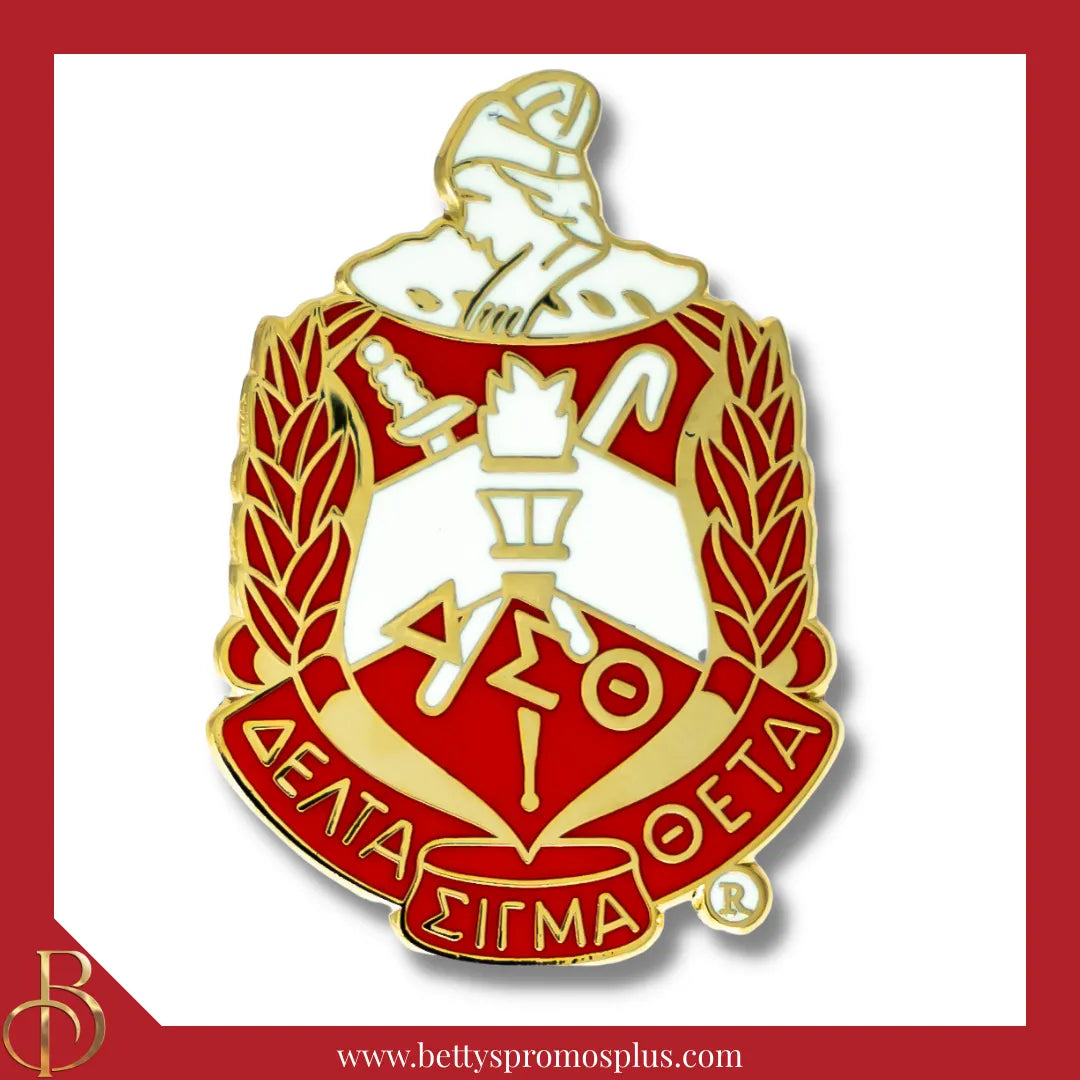 Delta Sigma Theta ΔΣΘ Shield Sorority Lapel Pin-Red-Large-Delta Sigma Theta Paraphernalia-Delta Sigma Theta Lapel Pin-Betty's Promos Plus