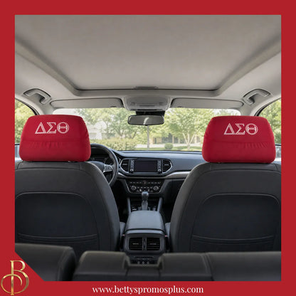 Delta Sigma Theta ΔΣΘ Shield with Greek Letters Car Seat Headrest Cover-Delta Sigma Theta Paraphernalia-Delta Sigma Theta Headrest Cover-Betty's Promos Plus