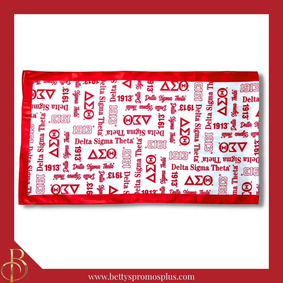 Delta Sigma Theta ΔΣΘ Signature Scarf-White-Delta Sigma Theta Paraphernalia-Delta Sigma Theta Scarf-Betty's Promos Plus