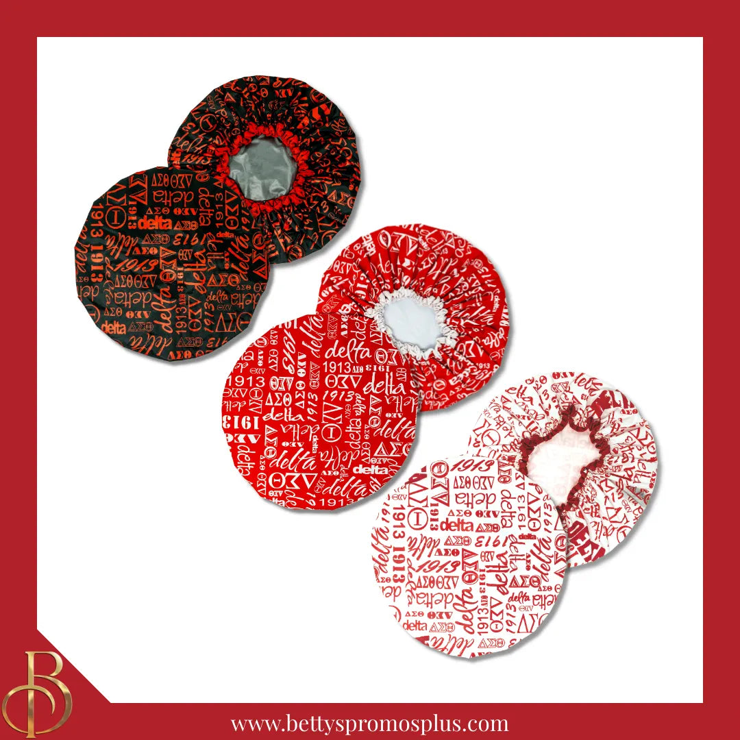 Delta Sigma Theta ΔΣΘ Signature Shower Cap-Delta Sigma Theta Paraphernalia-Delta Sigma Theta Shower Cap-Betty's Promos Plus