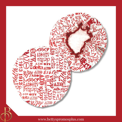 Delta Sigma Theta ΔΣΘ Signature Shower Cap-White-Medium-Delta Sigma Theta Paraphernalia-Delta Sigma Theta Shower Cap-Betty's Promos Plus