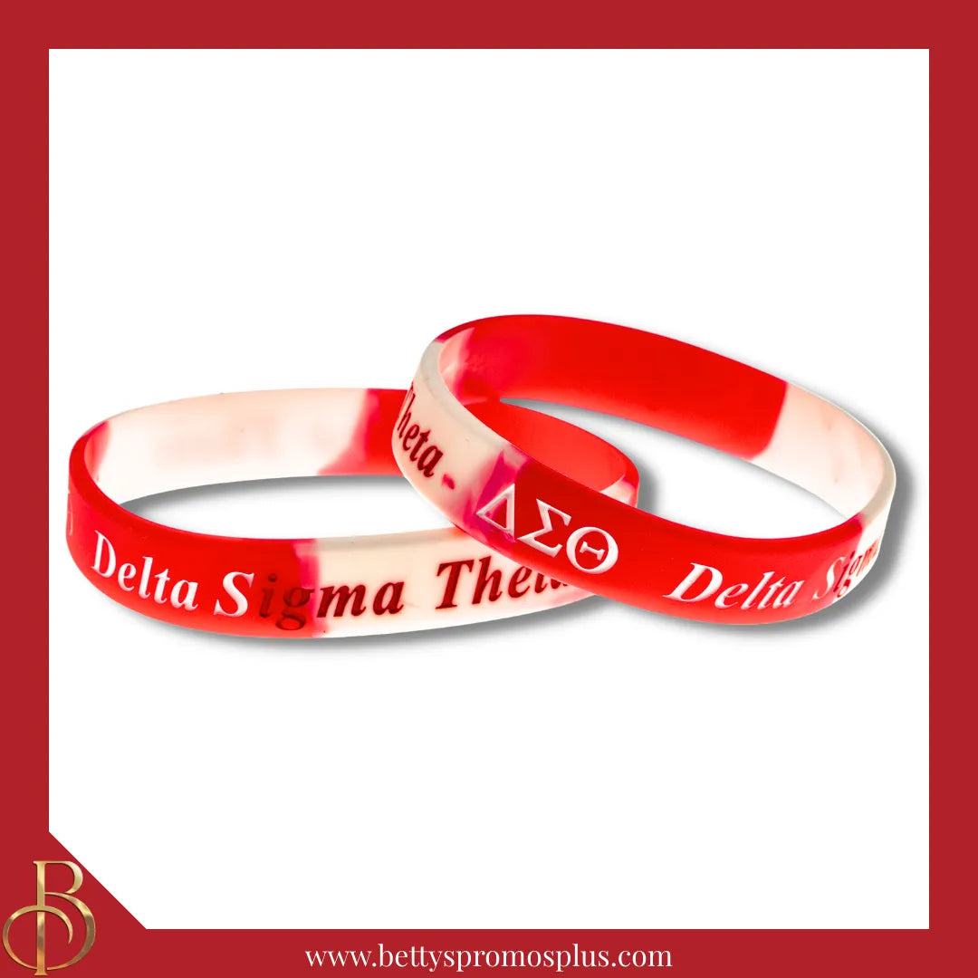 Delta Sigma Theta ΔΣΘ Silicone Wristband Rubber Bracelet-Red-Delta Sigma Theta Paraphernalia-Delta Sigma Theta Bracelet-Betty's Promos Plus