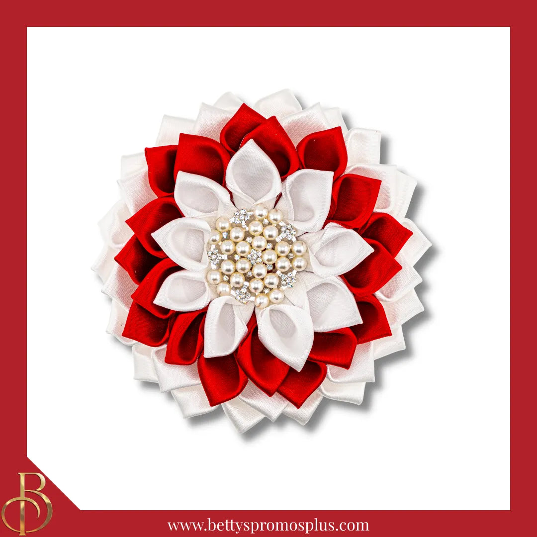 Delta Sigma Theta ΔΣΘ Silk Flower Brooch-Delta Sigma Theta Paraphernalia-Delta Sigma Theta Lapel Pin-Betty's Promos Plus