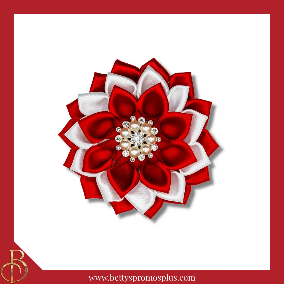 Delta Sigma Theta ΔΣΘ Silk Flower Brooch-Delta Sigma Theta Paraphernalia-Delta Sigma Theta Lapel Pin-Betty's Promos Plus