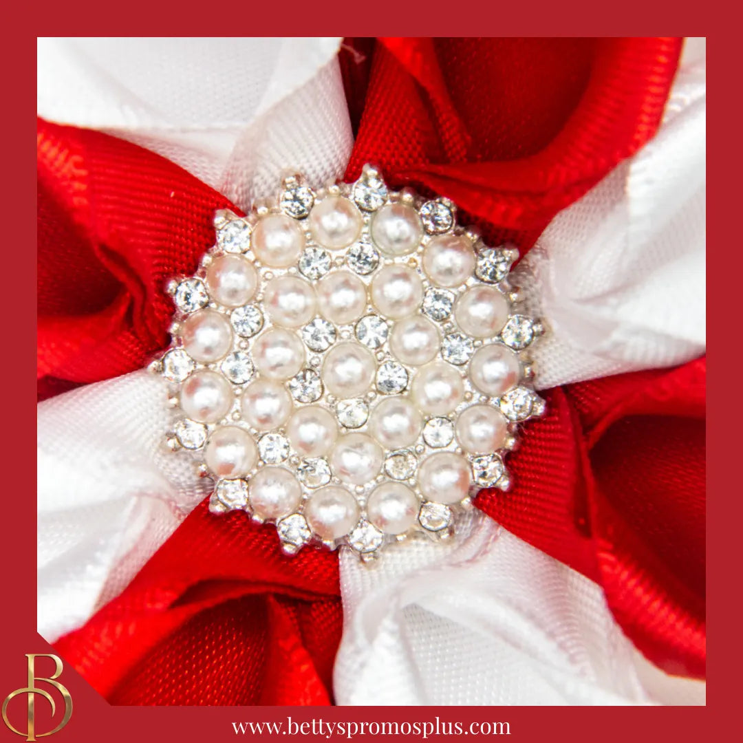 Delta Sigma Theta ΔΣΘ Silk Flower Brooch-Delta Sigma Theta Paraphernalia-Delta Sigma Theta Lapel Pin-Betty's Promos Plus