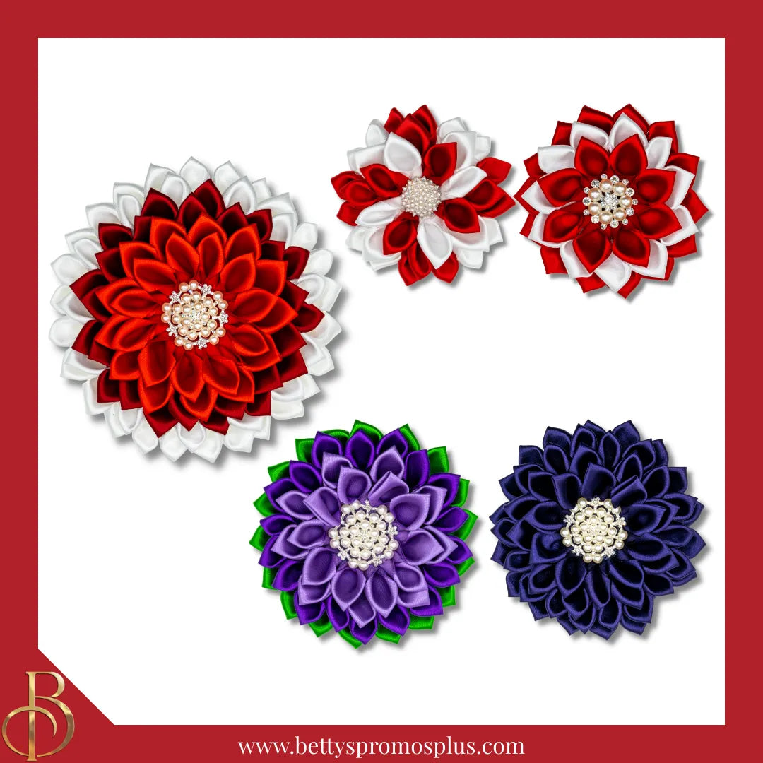Delta Sigma Theta ΔΣΘ Silk Flower Brooch-Delta Sigma Theta Paraphernalia-Delta Sigma Theta Lapel Pin-Betty's Promos Plus