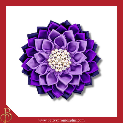 Delta Sigma Theta ΔΣΘ Silk Flower Brooch-Medium - 4.5"-Deep Violet/Purple/Light Purple Layered-Delta Sigma Theta Paraphernalia-Delta Sigma Theta Lapel Pin-Betty's Promos Plus