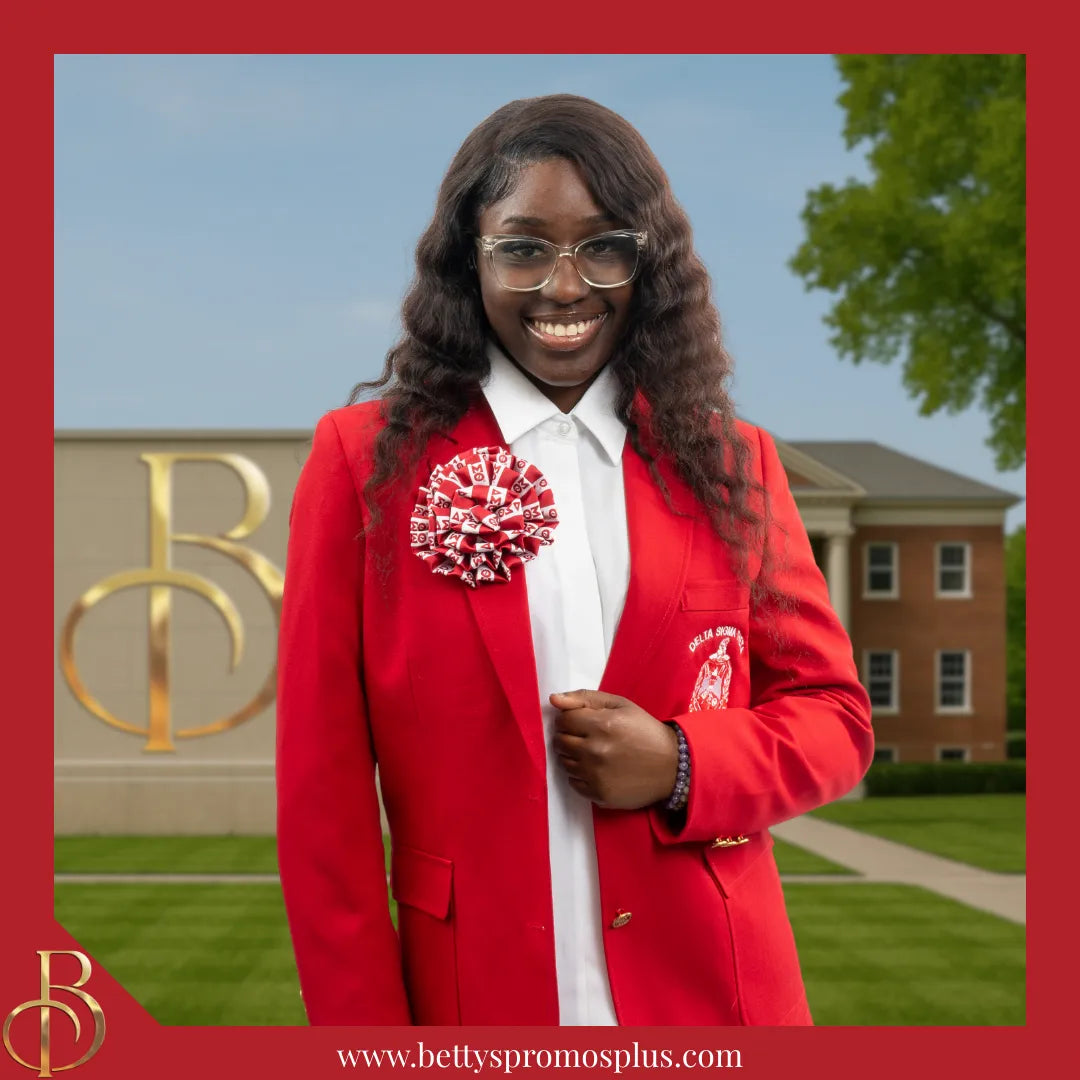 Delta Sigma Theta ΔΣΘ Silk Flower Lapel Pin-Delta Sigma Theta Paraphernalia-Delta Sigma Theta Lapel Pin-Betty's Promos Plus