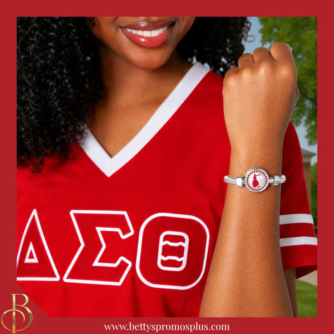 Delta Sigma Theta ΔΣΘ Snap Button Bracelet Jewelry with Interchangeable Snaps-Delta Sigma Theta Paraphernalia-Delta Sigma Theta Bracelet-Betty's Promos Plus