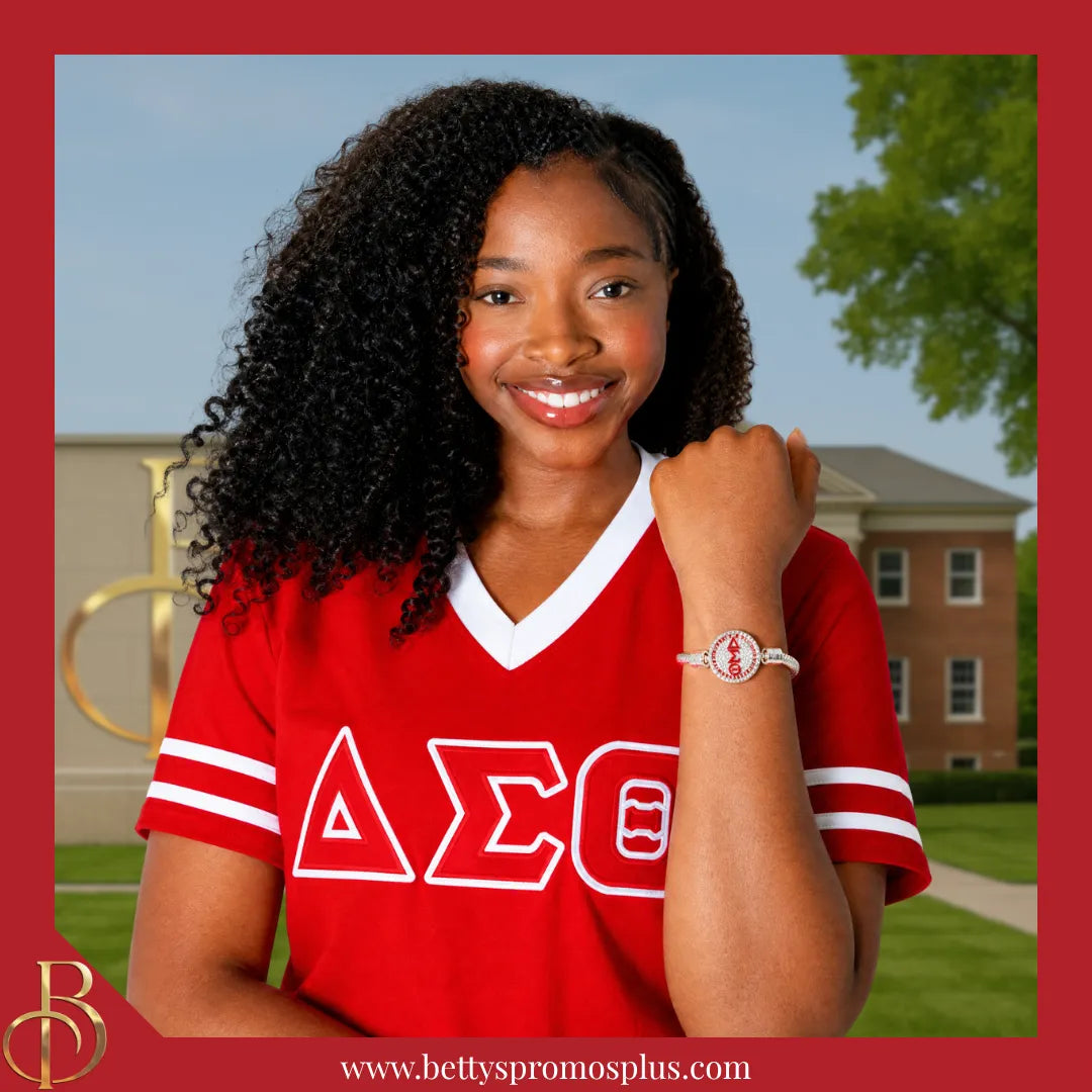 Delta Sigma Theta ΔΣΘ Snap Button Bracelet Jewelry with Interchangeable Snaps-Delta Sigma Theta Paraphernalia-Delta Sigma Theta Bracelet-Betty's Promos Plus