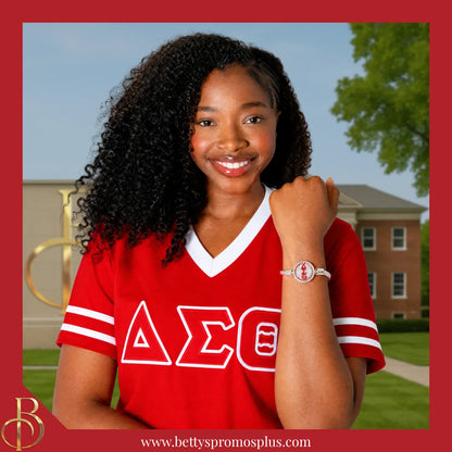 Delta Sigma Theta ΔΣΘ Snap Button Bracelet Jewelry with Interchangeable Snaps-Delta Sigma Theta Paraphernalia-Delta Sigma Theta Bracelet-Betty's Promos Plus