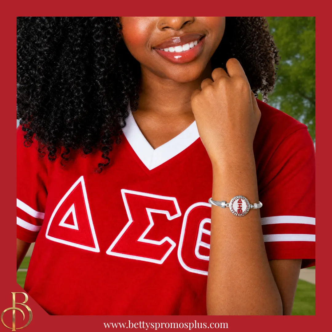 Delta Sigma Theta ΔΣΘ Snap Button Bracelet Jewelry with Interchangeable Snaps-Delta Sigma Theta Paraphernalia-Delta Sigma Theta Bracelet-Betty's Promos Plus