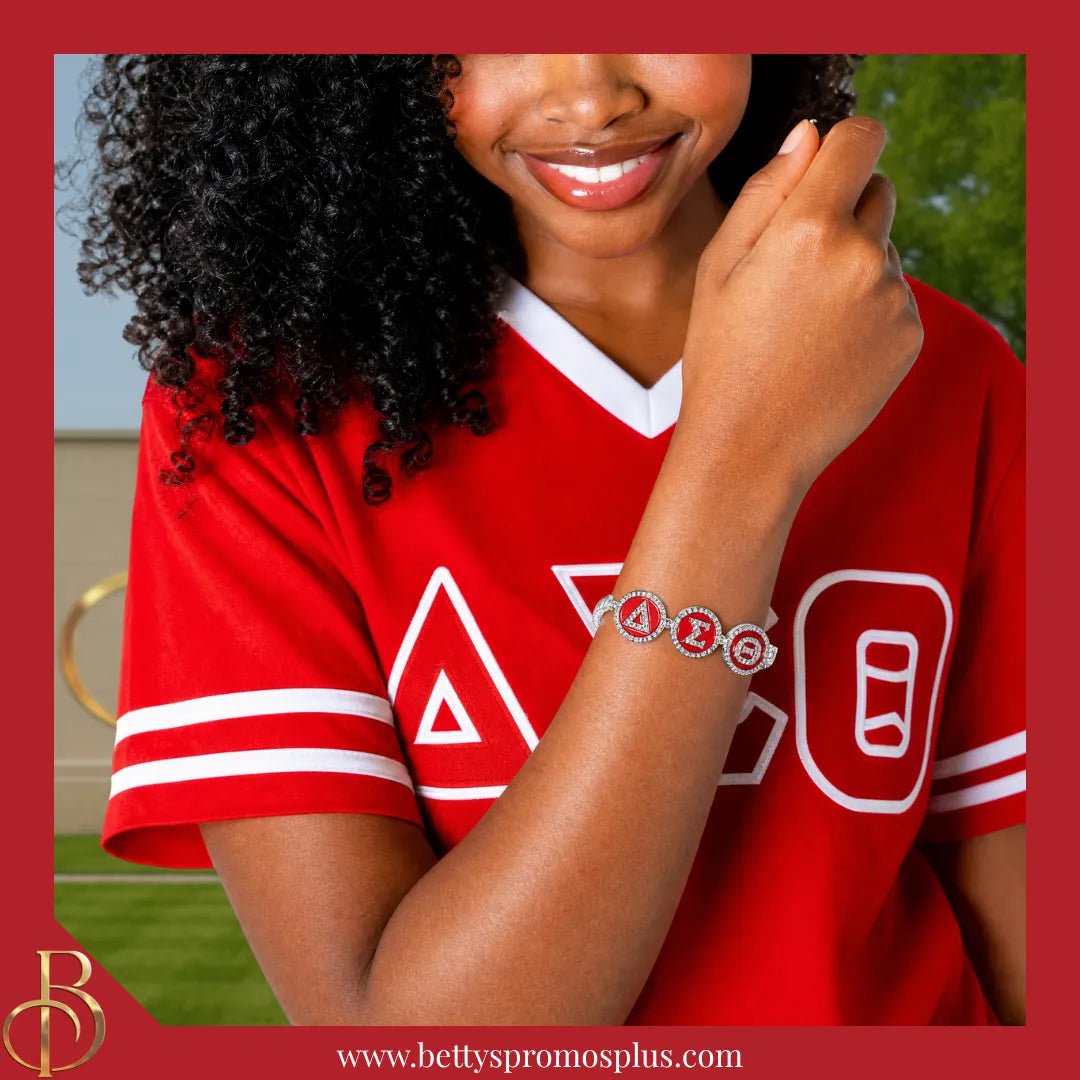 Delta Sigma Theta ΔΣΘ Snap Button Bracelet Jewelry with Interchangeable Snaps-Delta Sigma Theta Paraphernalia-Delta Sigma Theta Bracelet-Betty's Promos Plus