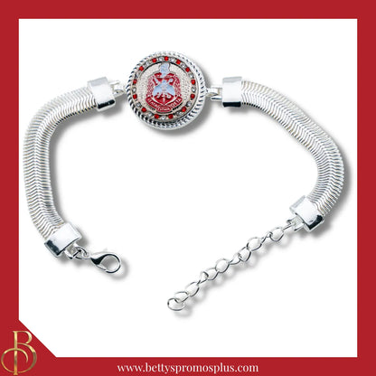 Delta Sigma Theta ΔΣΘ Snap Button Bracelet Jewelry with Interchangeable Snaps-Silver-Single Bracelet-ΔΣΘ Shield-Delta Sigma Theta Paraphernalia-Delta Sigma Theta Bracelet-Betty's Promos Plus