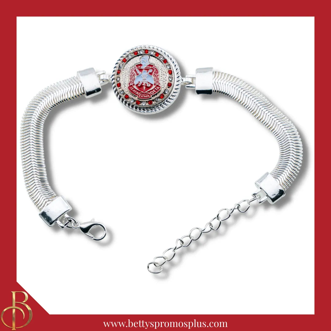 Delta Sigma Theta ΔΣΘ Snap Button Bracelet Jewelry with Interchangeable Snaps-Silver-Single Bracelet-ΔΣΘ Shield-Delta Sigma Theta Paraphernalia-Delta Sigma Theta Bracelet-Betty's Promos Plus
