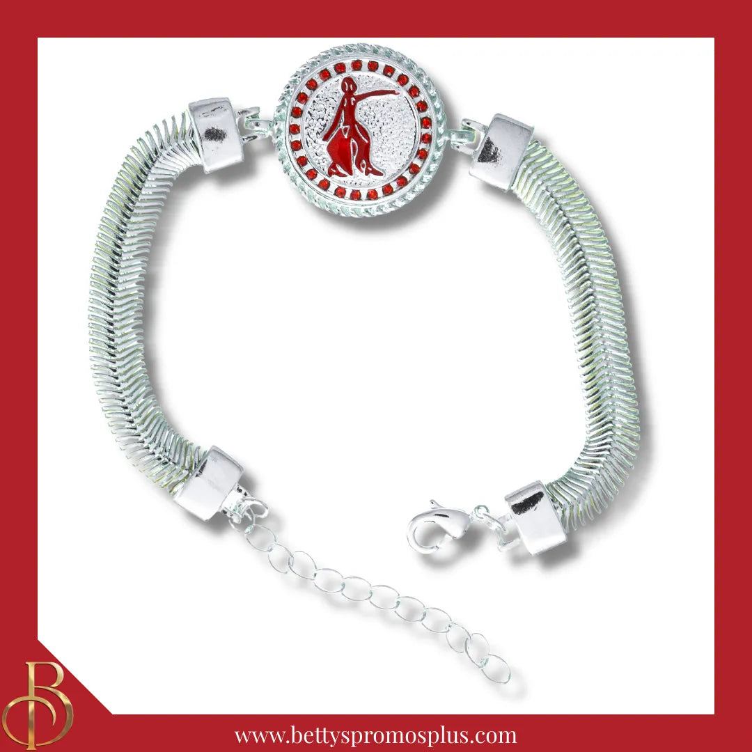 Delta Sigma Theta ΔΣΘ Snap Button Bracelet Jewelry with Interchangeable Snaps-Silver-Single Bracelet-Lady Fortitude-Delta Sigma Theta Paraphernalia-Delta Sigma Theta Bracelet-Betty's Promos Plus