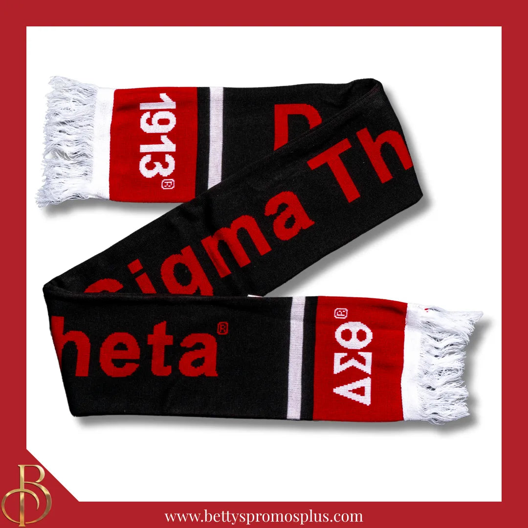 Delta Sigma Theta ΔΣΘ Sorority Knit Scarf-Black-Delta Sigma Theta Paraphernalia-Delta Sigma Theta Scarf-Betty's Promos Plus