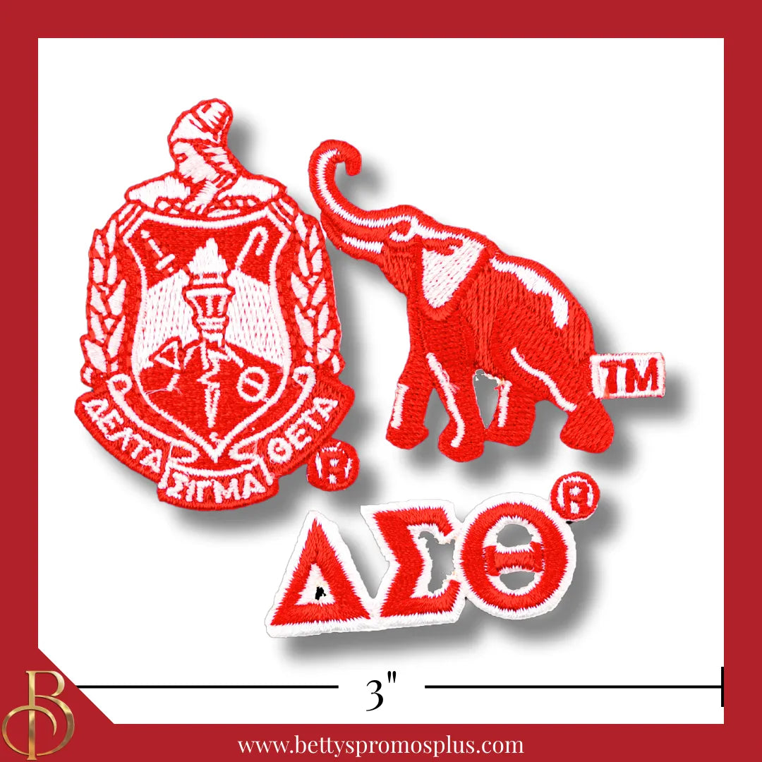 Delta Sigma Theta ΔΣΘ Stick-On Embroidered Patch Set of 3 Patches-Pack #1-Delta Sigma Theta Paraphernalia-Delta Sigma Theta Patch-Betty's Promos Plus