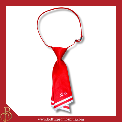 Delta Sigma Theta ΔΣΘ Striped Pre-Tied Adjustable Necktie-Red-Delta Sigma Theta Paraphernalia-Delta Sigma Theta Bow Tie-Betty's Promos Plus