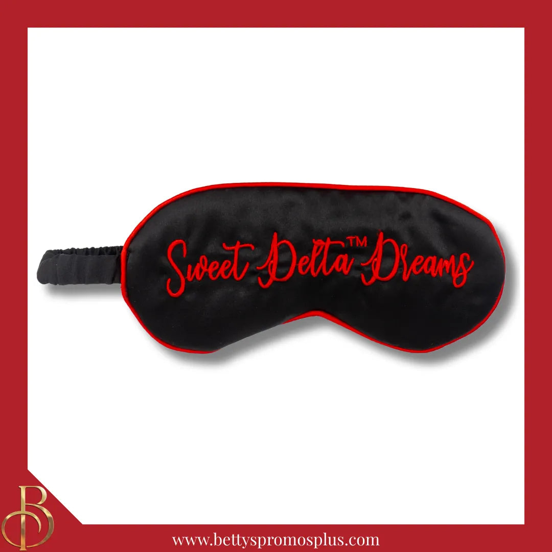 Delta Sigma Theta ΔΣΘ "Sweet Delta Dreams" Sleep Mask-Black-Delta Sigma Theta Paraphernalia-Delta Sigma Theta Sleep Mask-Betty's Promos Plus