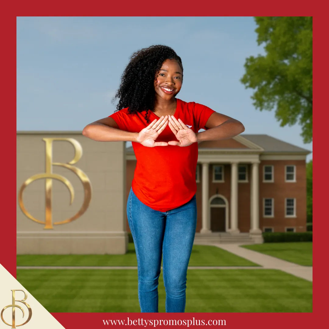 Delta Sigma Theta ΔΣΘ The Mid Hand Symbol Embroidered T-Shirt-Delta Sigma Theta Paraphernalia-Delta Sigma Theta T-Shirts-Betty's Promos Plus