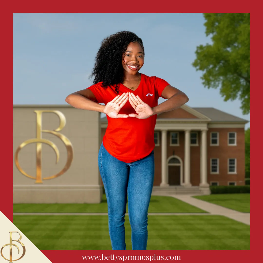 Delta Sigma Theta ΔΣΘ The Mid Hand Symbol Embroidered T-Shirt-Delta Sigma Theta Paraphernalia-Delta Sigma Theta T-Shirts-Betty's Promos Plus
