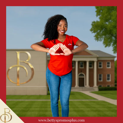 Delta Sigma Theta ΔΣΘ The Mid Hand Symbol Embroidered T-Shirt-Delta Sigma Theta Paraphernalia-Delta Sigma Theta T-Shirts-Betty's Promos Plus