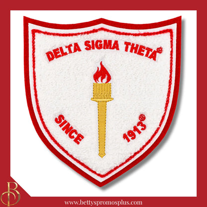 Delta Sigma Theta ΔΣΘ Torch Embroidered Iron-On Chenille Patch-Red-Delta Sigma Theta Paraphernalia-Delta Sigma Theta Patch-Betty's Promos Plus