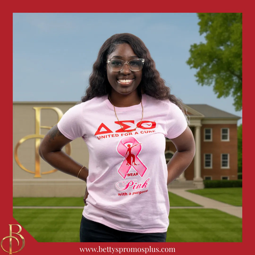 Delta Sigma Theta ΔΣΘ United For a Cure: Wear Pink with a Purpose Screen Printed Sorority Greek T-Shirt-Delta Sigma Theta Paraphernalia-Delta Sigma Theta T-Shirts-Betty's Promos Plus