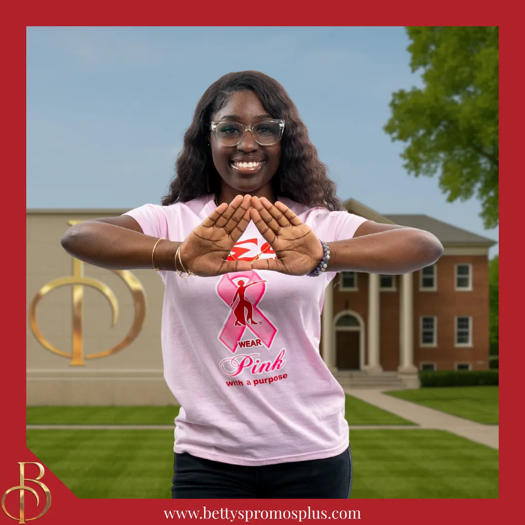 Delta Sigma Theta ΔΣΘ United For a Cure: Wear Pink with a Purpose Screen Printed Sorority Greek T-Shirt-Delta Sigma Theta Paraphernalia-Delta Sigma Theta T-Shirts-Betty's Promos Plus