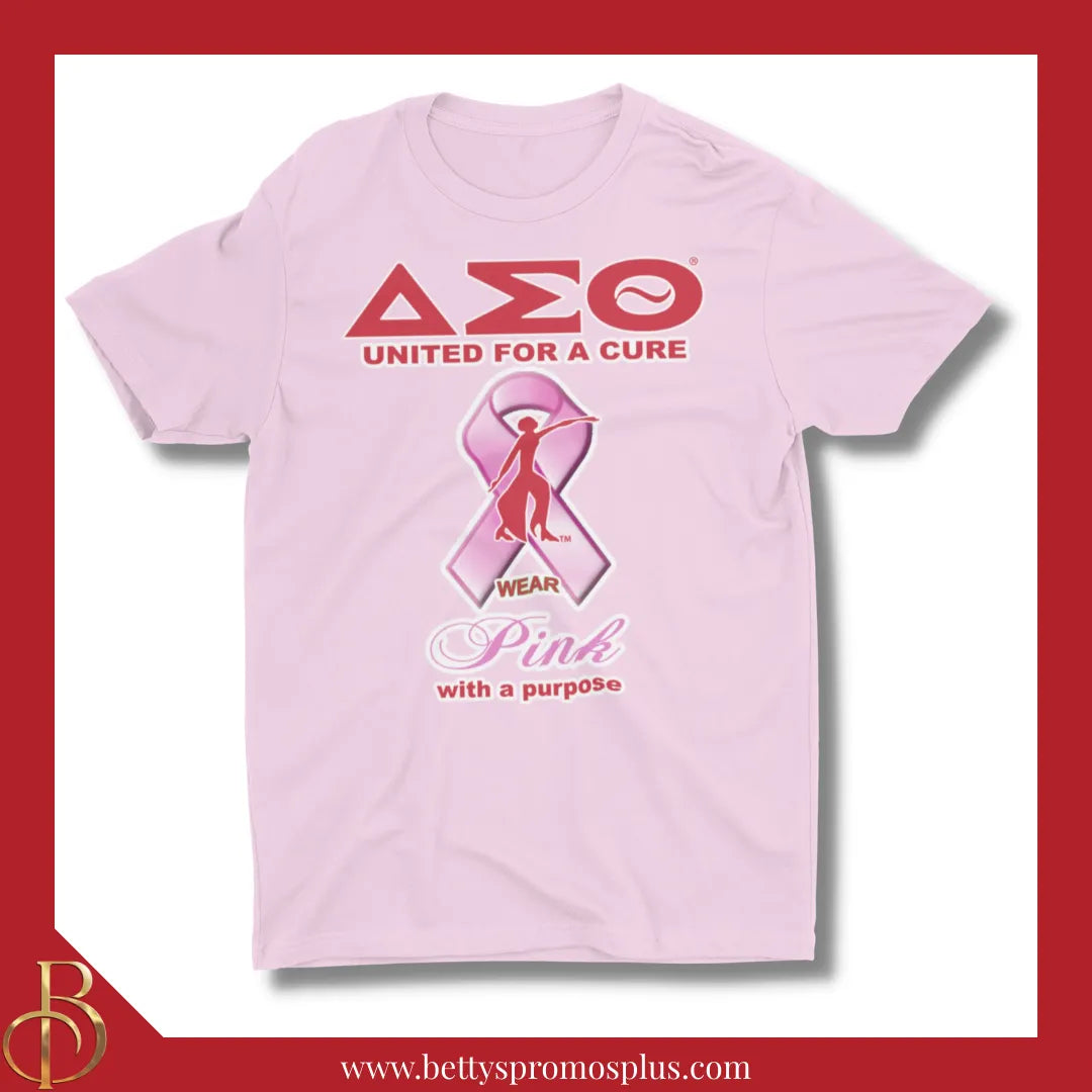 Delta Sigma Theta ΔΣΘ United For a Cure: Wear Pink with a Purpose Screen Printed Sorority Greek T-Shirt-Delta Sigma Theta Paraphernalia-Delta Sigma Theta T-Shirts-Betty's Promos Plus