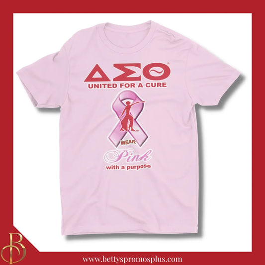 Delta Sigma Theta ΔΣΘ United For a Cure: Wear Pink with a Purpose Screen Printed Sorority Greek T-Shirt-Pink-Small-Delta Sigma Theta Paraphernalia-Delta Sigma Theta T-Shirts-Betty's Promos Plus