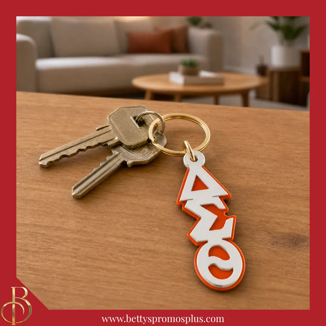 Delta Sigma Theta ΔΣΘ Vertical Greek Letters Acrylic Keychain-Delta Sigma Theta Paraphernalia-Delta Sigma Theta Keychain-Betty's Promos Plus