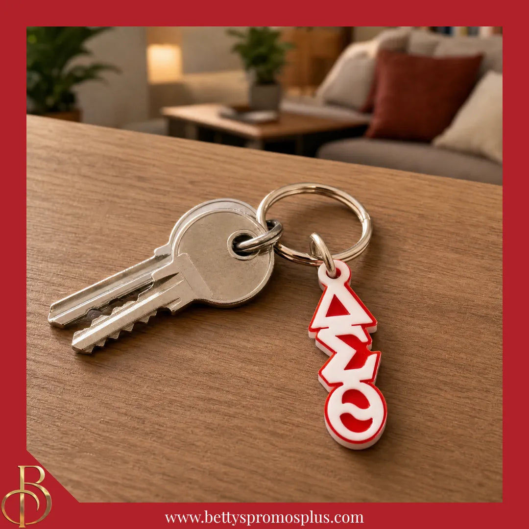 Delta Sigma Theta ΔΣΘ Vertical Greek Letters Acrylic Keychain-Delta Sigma Theta Paraphernalia-Delta Sigma Theta Keychain-Betty's Promos Plus