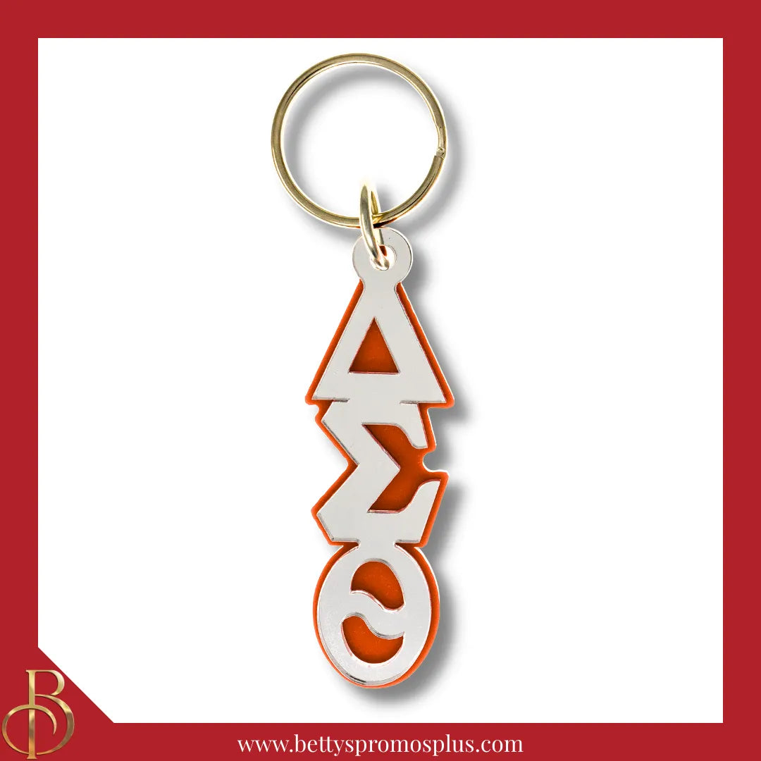 Delta Sigma Theta ΔΣΘ Vertical Greek Letters Acrylic Keychain-Large-Clear Mirror-Delta Sigma Theta Paraphernalia-Delta Sigma Theta Keychain-Betty's Promos Plus