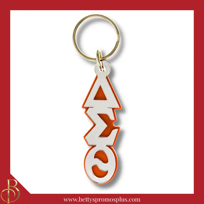 Delta Sigma Theta ΔΣΘ Vertical Greek Letters Acrylic Keychain-Large-Clear Mirror-Delta Sigma Theta Paraphernalia-Delta Sigma Theta Keychain-Betty's Promos Plus