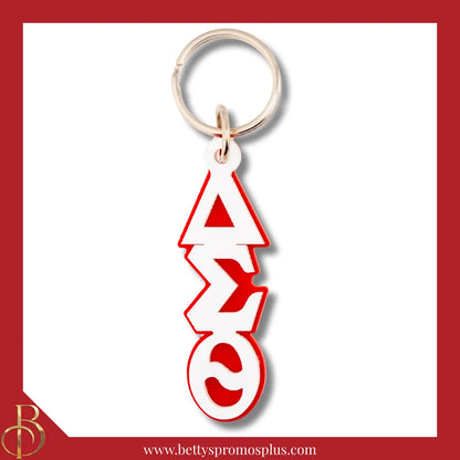 Delta Sigma Theta ΔΣΘ Vertical Greek Letters Acrylic Keychain-Large-White-Delta Sigma Theta Paraphernalia-Delta Sigma Theta Keychain-Betty's Promos Plus