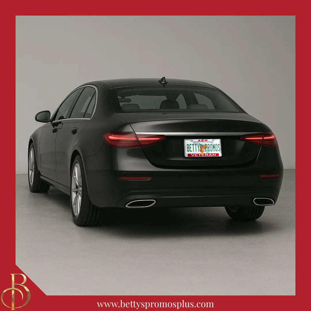 Delta Sigma Theta ΔΣΘ Veteran Chrome Laser Engraved Mirrored Acrylic Auto Tag License Plate Frame-Delta Sigma Theta Paraphernalia-Delta Sigma Theta Auto Tag Frame-Betty's Promos Plus